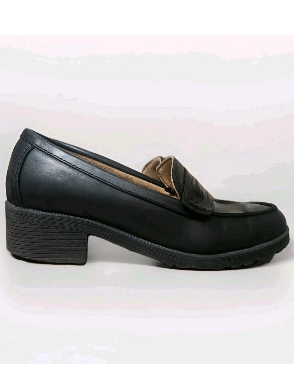 Eastland Y2K Newbury Black Leather Loafers 9 Chunky Heel 3934-01 Dark Academia - Picture 2 of 16